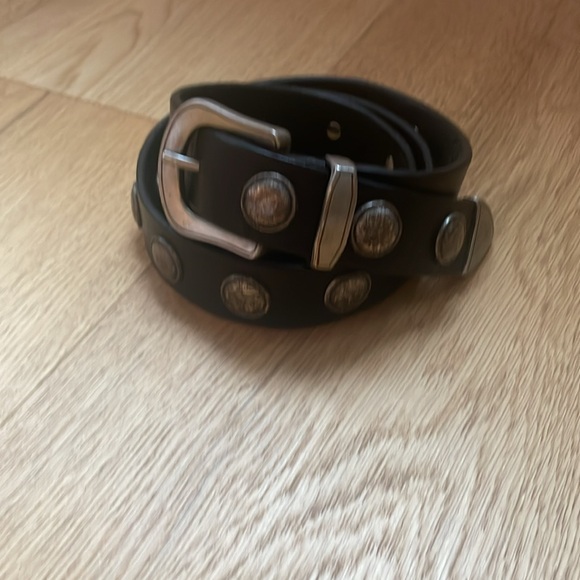 Brave Black Leather Belt with Silver Studs - Picture 2 of 8